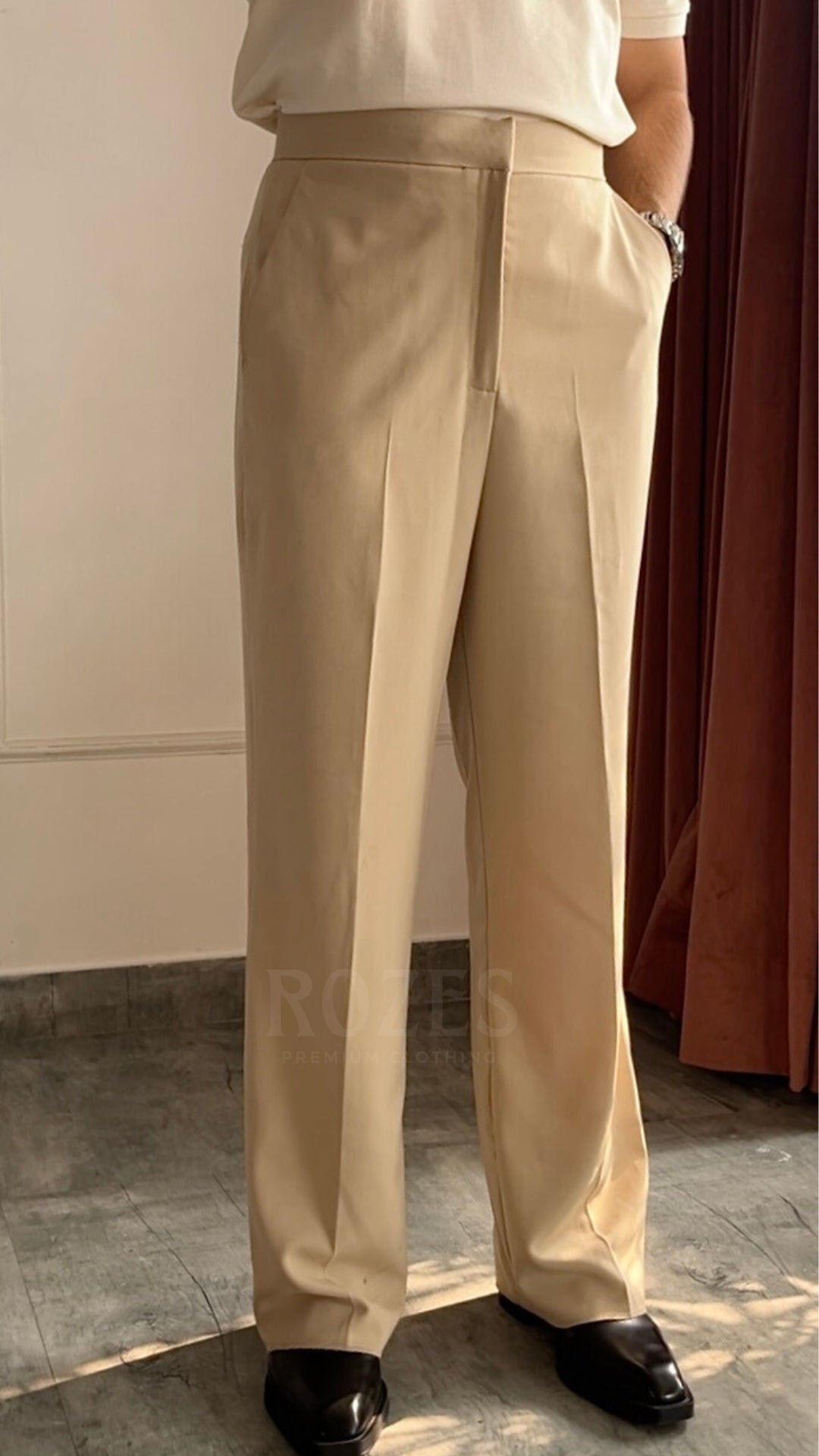 Cream Wide Leg Vintage fit Trousers