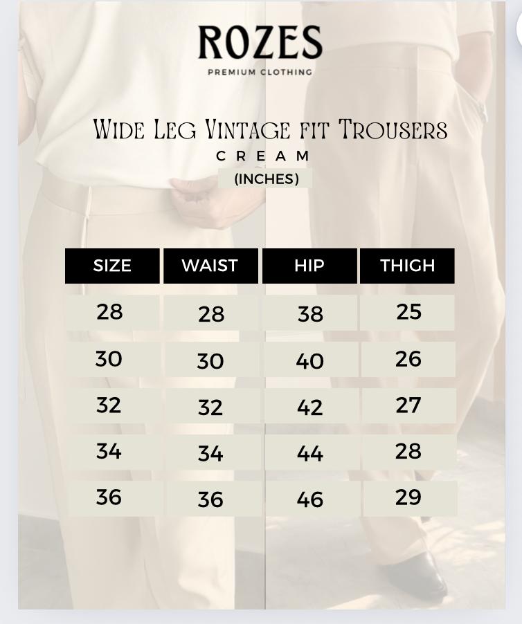 Cream Wide Leg Vintage fit Trousers