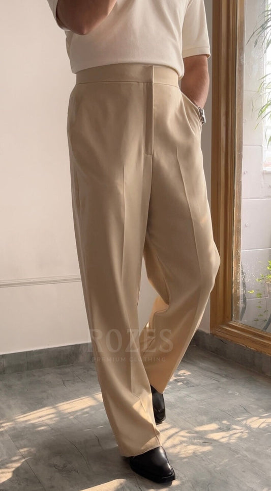 Cream Wide Leg Vintage fit Trousers